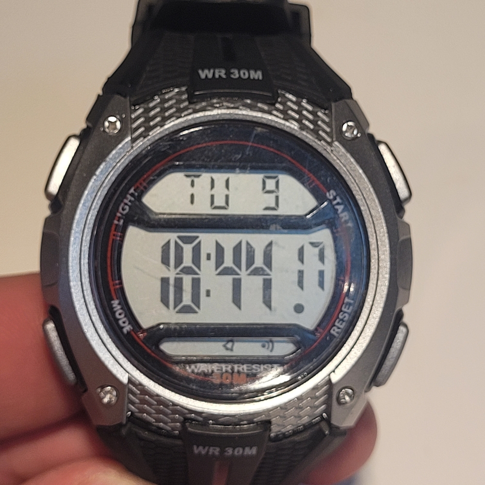 Accutime Digital Sports Watch - Black and Silver